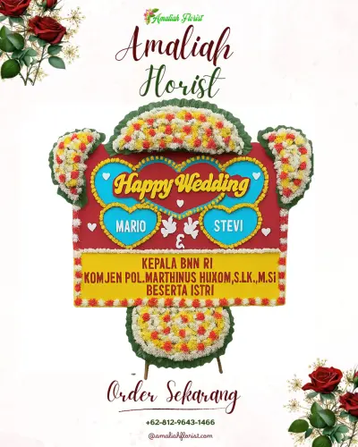 Karangan Papan Bunga Pernikahan di Degayu
